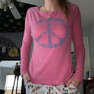 Long sleeve pink peace sign shirt